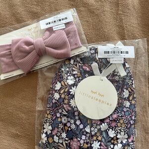 Little Sleepies Mauve Headband and Floral zippy